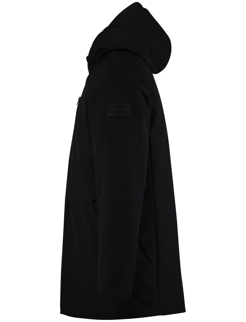 Parka jas Cavallaro Tervigio zwart effen capuchon waterdicht
