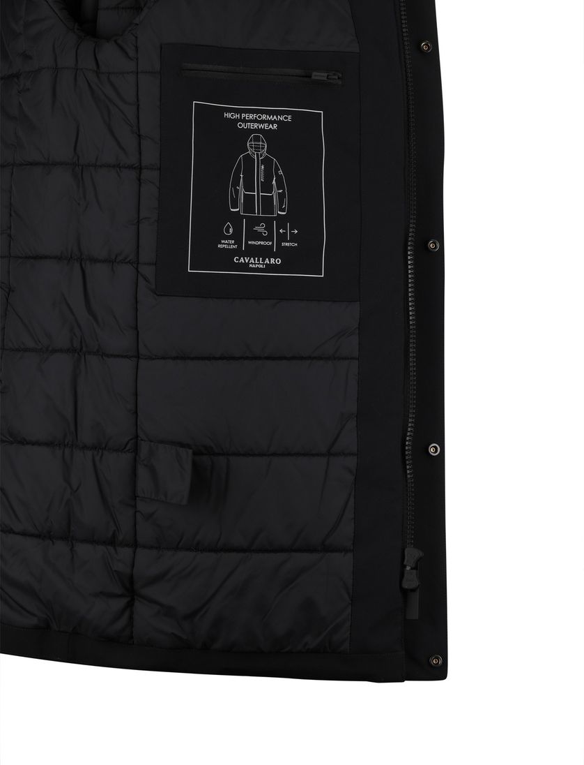Parka jas Cavallaro Tervigio zwart effen capuchon waterdicht