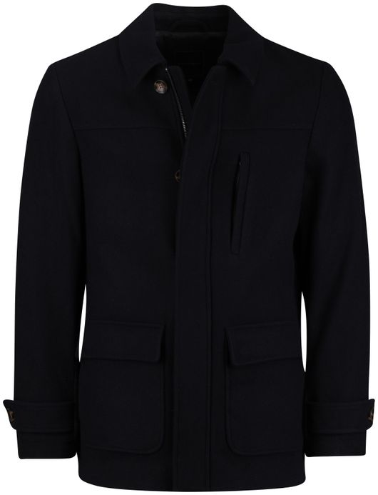 Scotland Blue winterjas donkerblauw effen borstzak normale fit