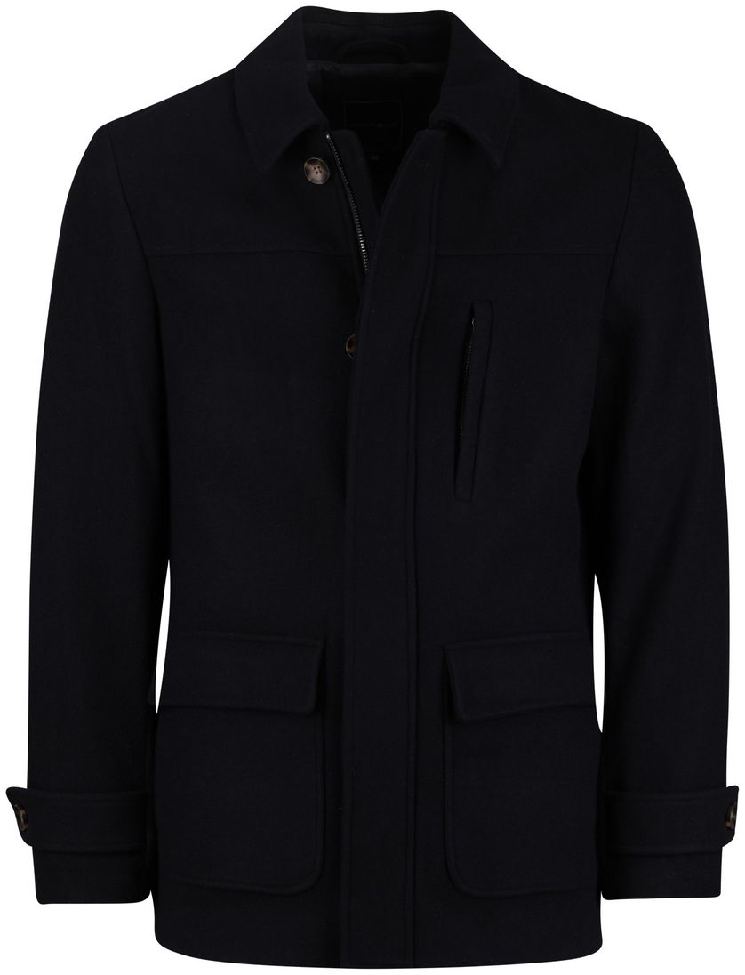 Scotland Blue winterjas effen donkerblauw borstzak normale fit