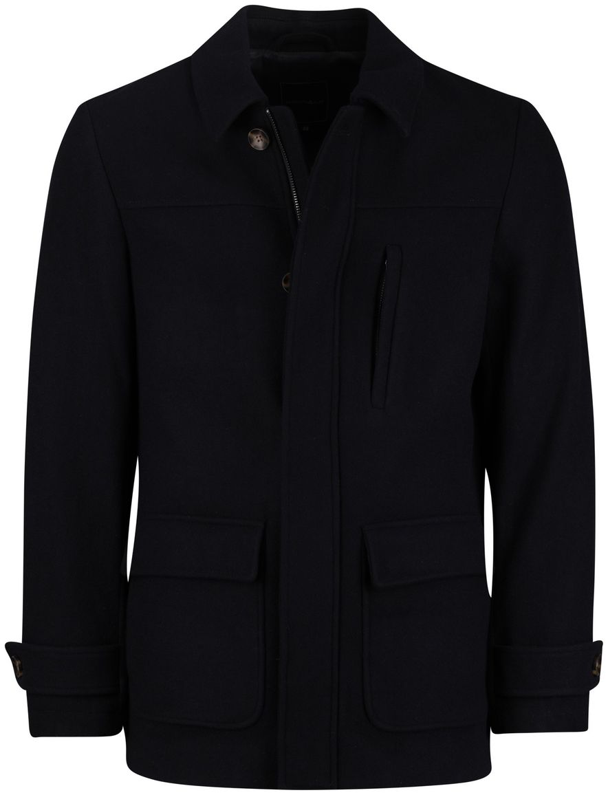 Scotland Blue winterjas effen donkerblauw normale fit borstzak