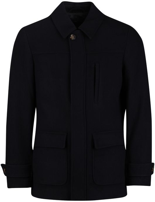 Scotland Blue winterjas donkerblauw effen borstzak normale fit