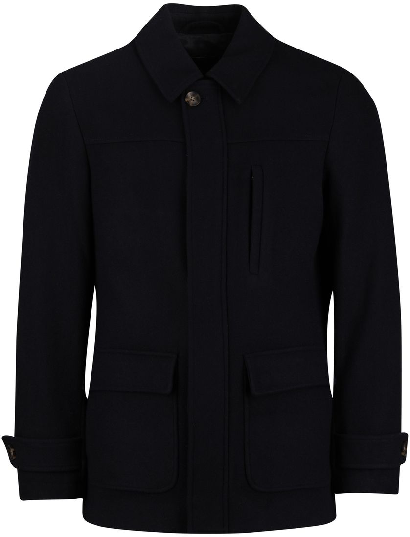 Scotland Blue winterjas effen donkerblauw borstzak normale fit