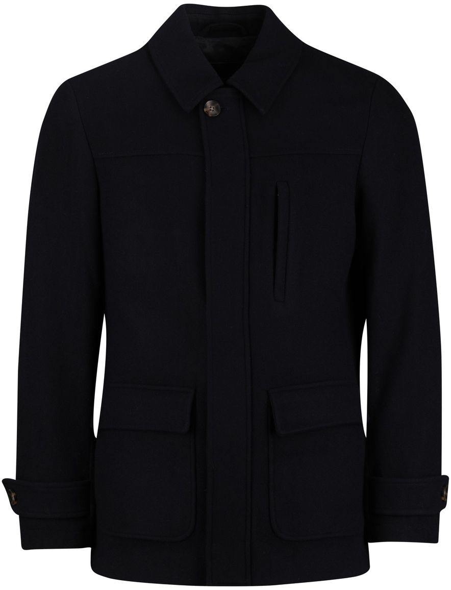 Scotland Blue winterjas effen donkerblauw normale fit borstzak