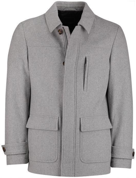 Scotland Blue winterjas effen grijs borstzak normale fit