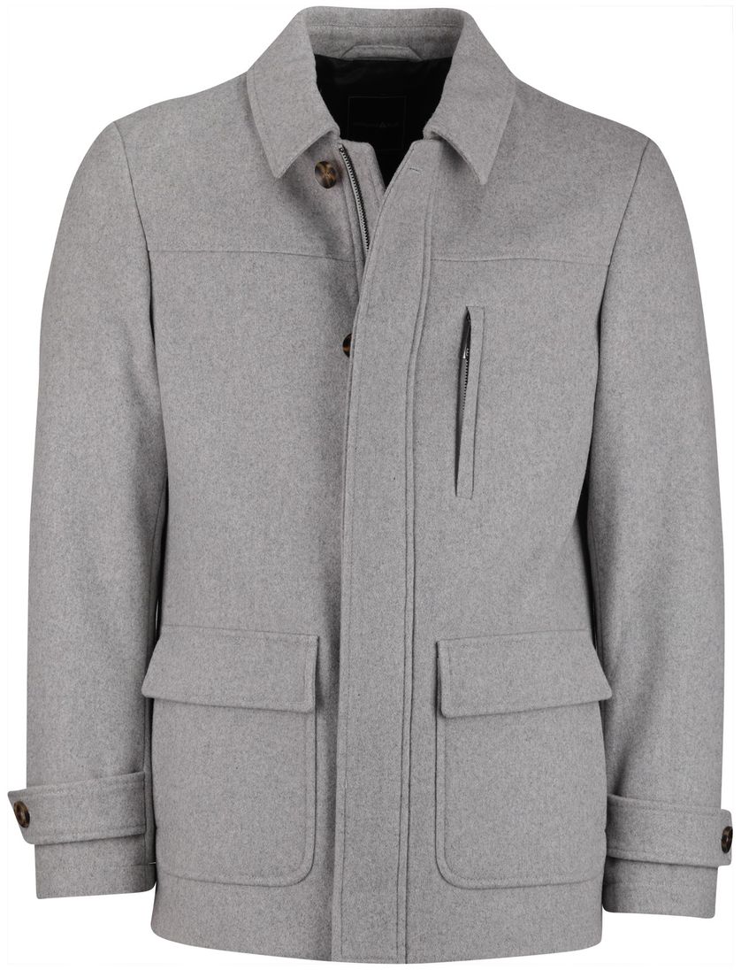 Scotland Blue winterjas normale fit effen grijs borstzak