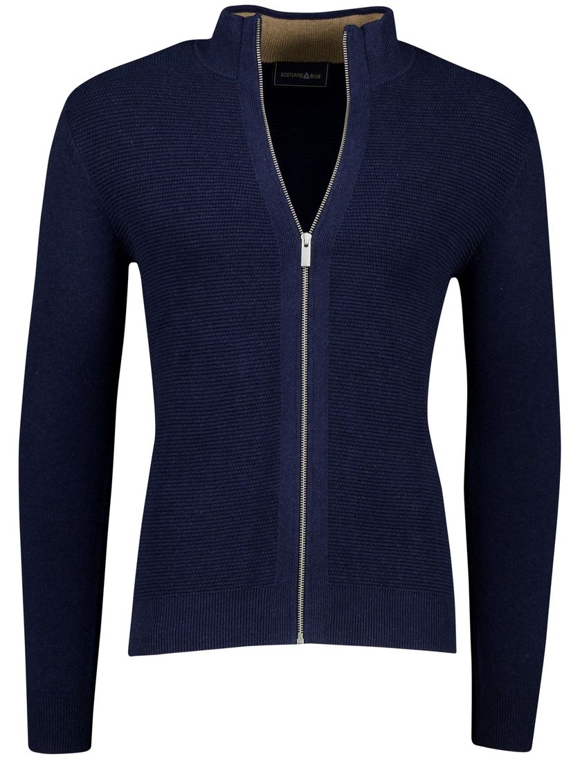 Scotland Blue vest normale fit effen navy katoen