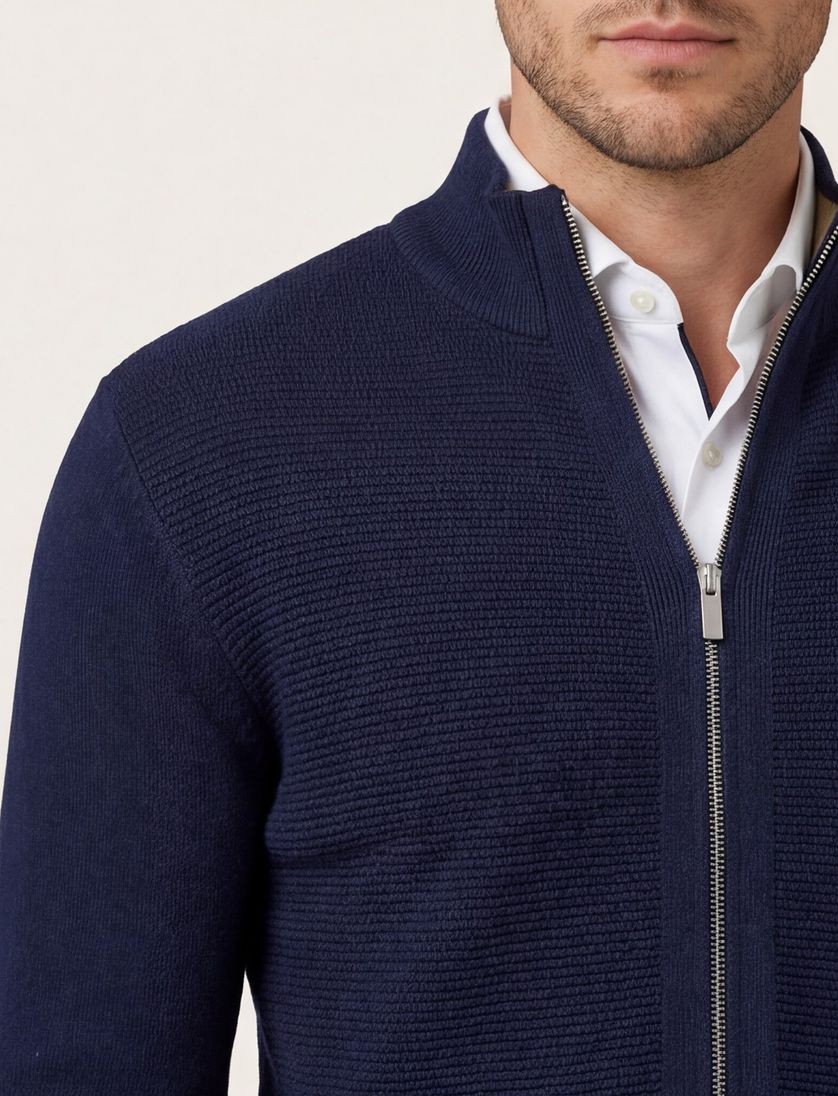 Scotland Blue vest normale fit effen navy katoen