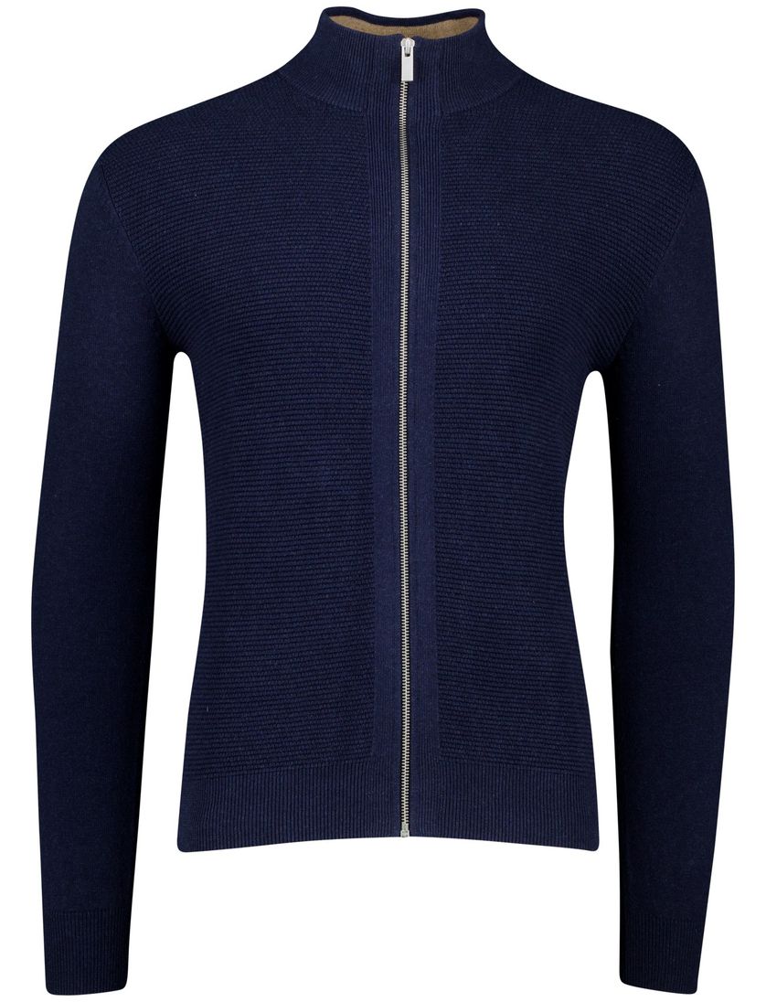 Scotland Blue vest normale fit effen navy katoen