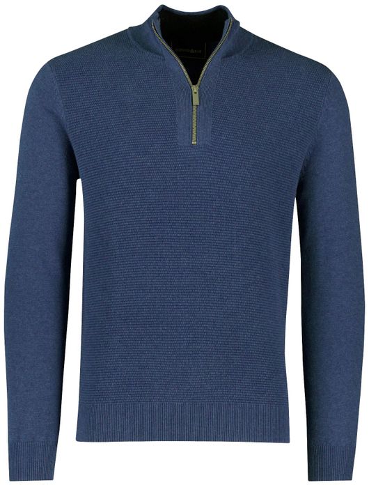 Scotland Blue harvey half zip trui blauw