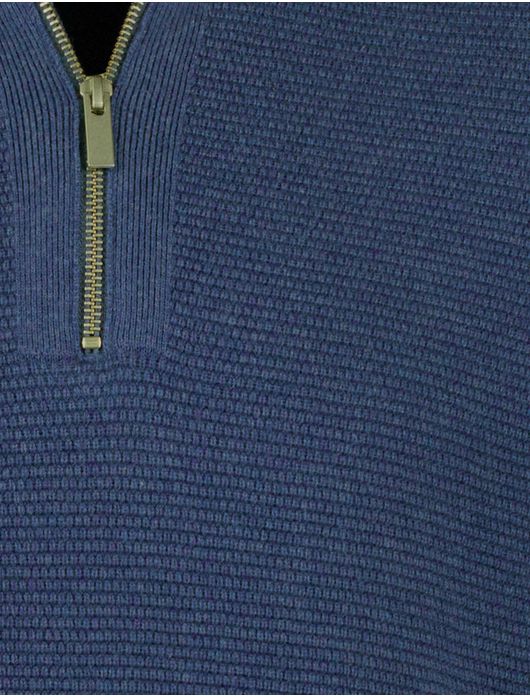Scotland Blue harvey half zip trui blauw