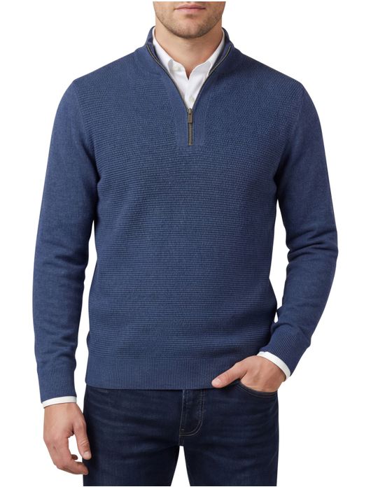Scotland Blue harvey half zip trui blauw