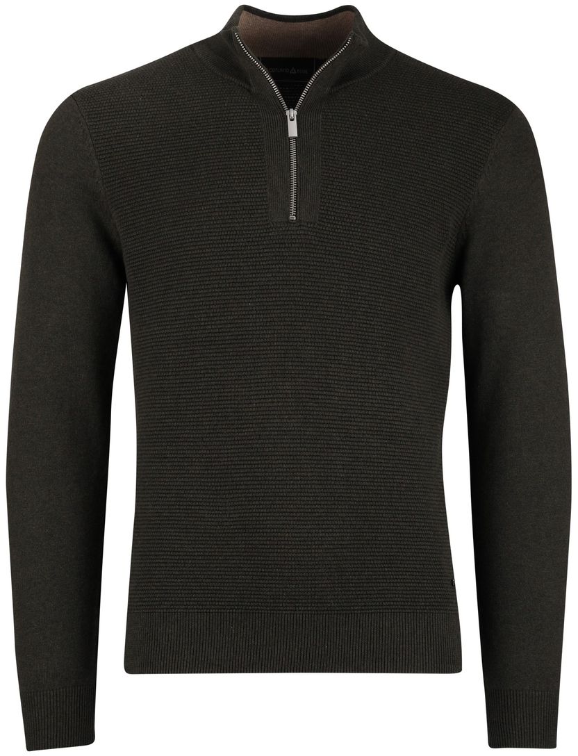 Scotland Blue Half Zip trui donkergroen rits effen