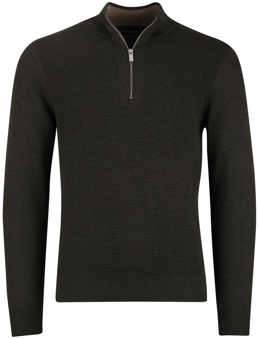 Scotland Blue Half Zip trui donkergroen rits effen