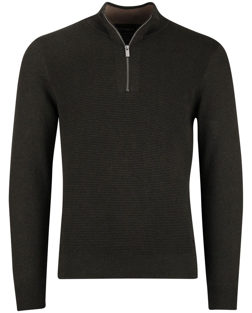 Scotland Blue Half Zip trui donkergroen rits katoen