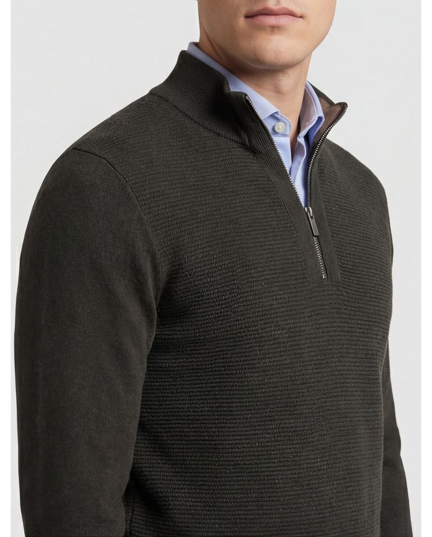 Scotland Blue Half Zip trui donkergroen rits katoen