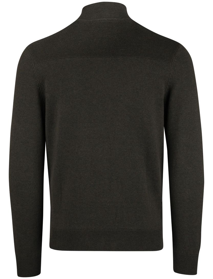 Scotland Blue Half Zip trui donkergroen rits effen