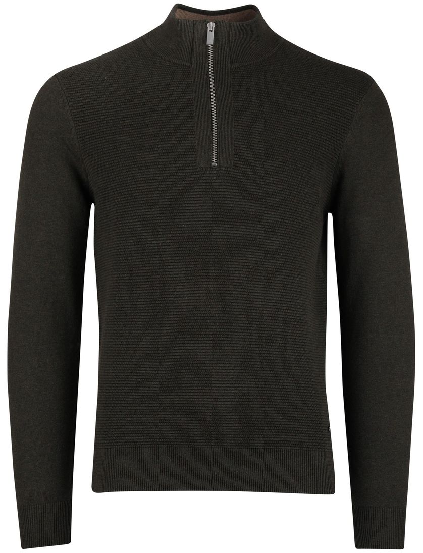 Scotland Blue Half Zip trui donkergroen rits effen