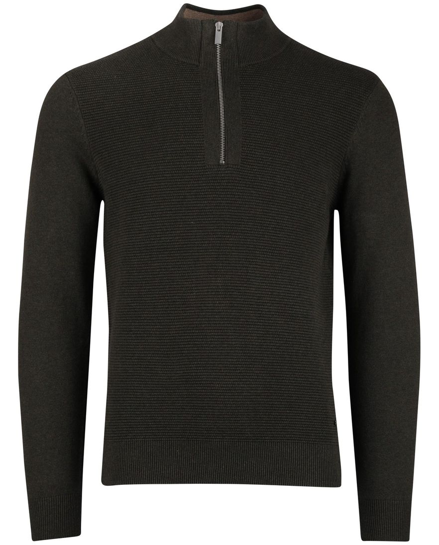 Scotland Blue Half Zip trui donkergroen rits katoen