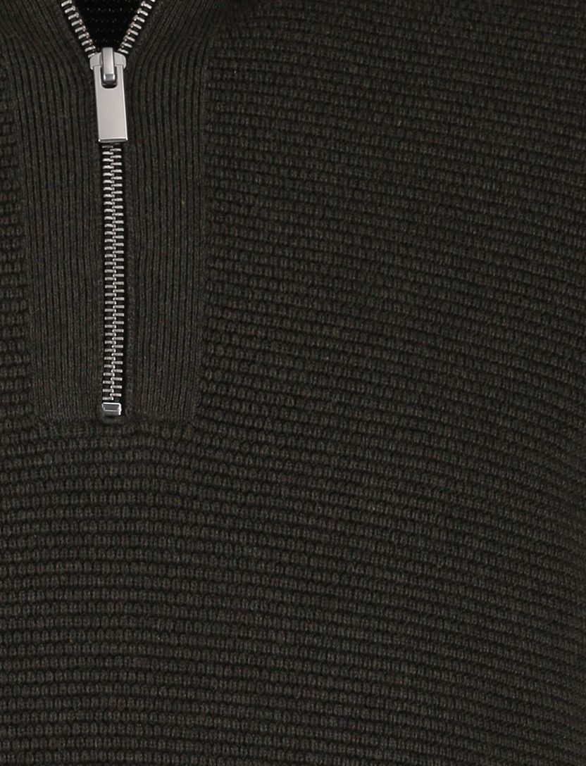 Scotland Blue Half Zip trui donkergroen rits effen