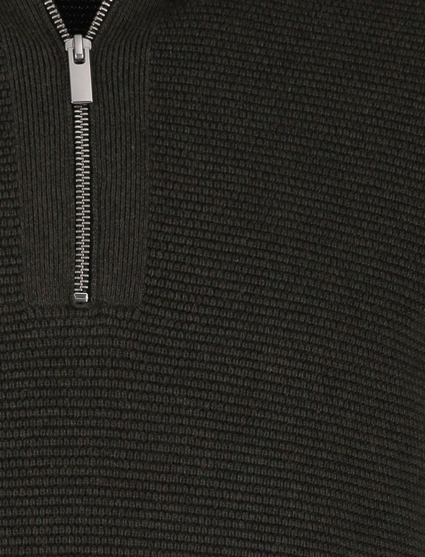 Scotland Blue Half Zip trui donkergroen rits effen