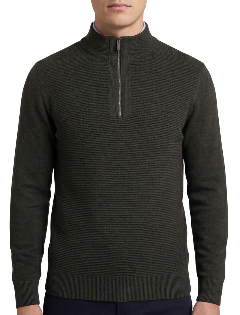 Scotland Blue Half Zip trui donkergroen rits effen