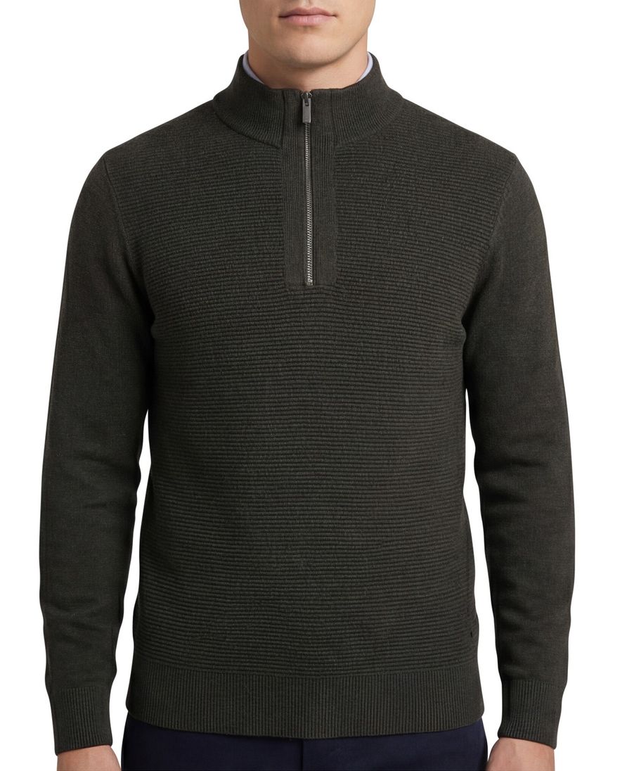 Scotland Blue Half Zip trui donkergroen rits katoen