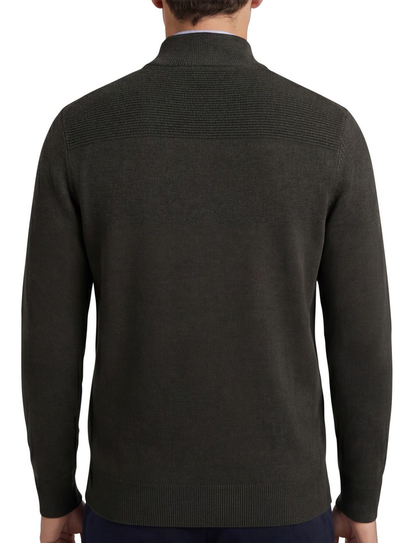 Scotland Blue Half Zip trui donkergroen rits effen