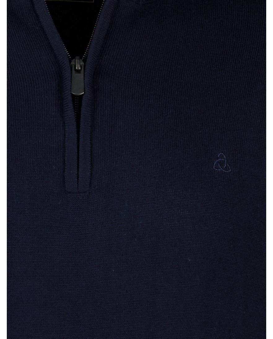 Scotland Blue normale fit trui effen donkerblauw half zip