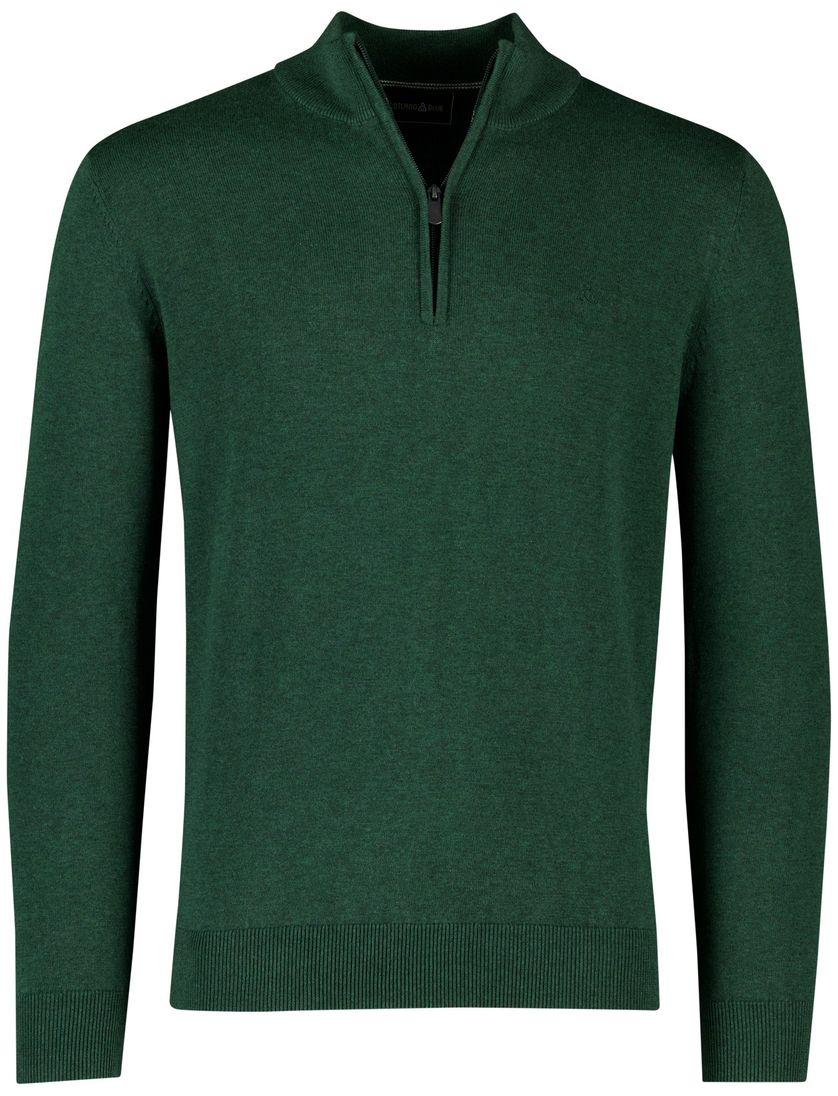 Scotland Blue normale fit effen trui groen katoen