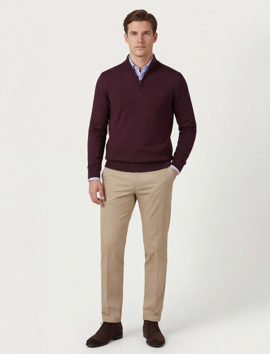 Scotland Blue effen rood normale fit katoen