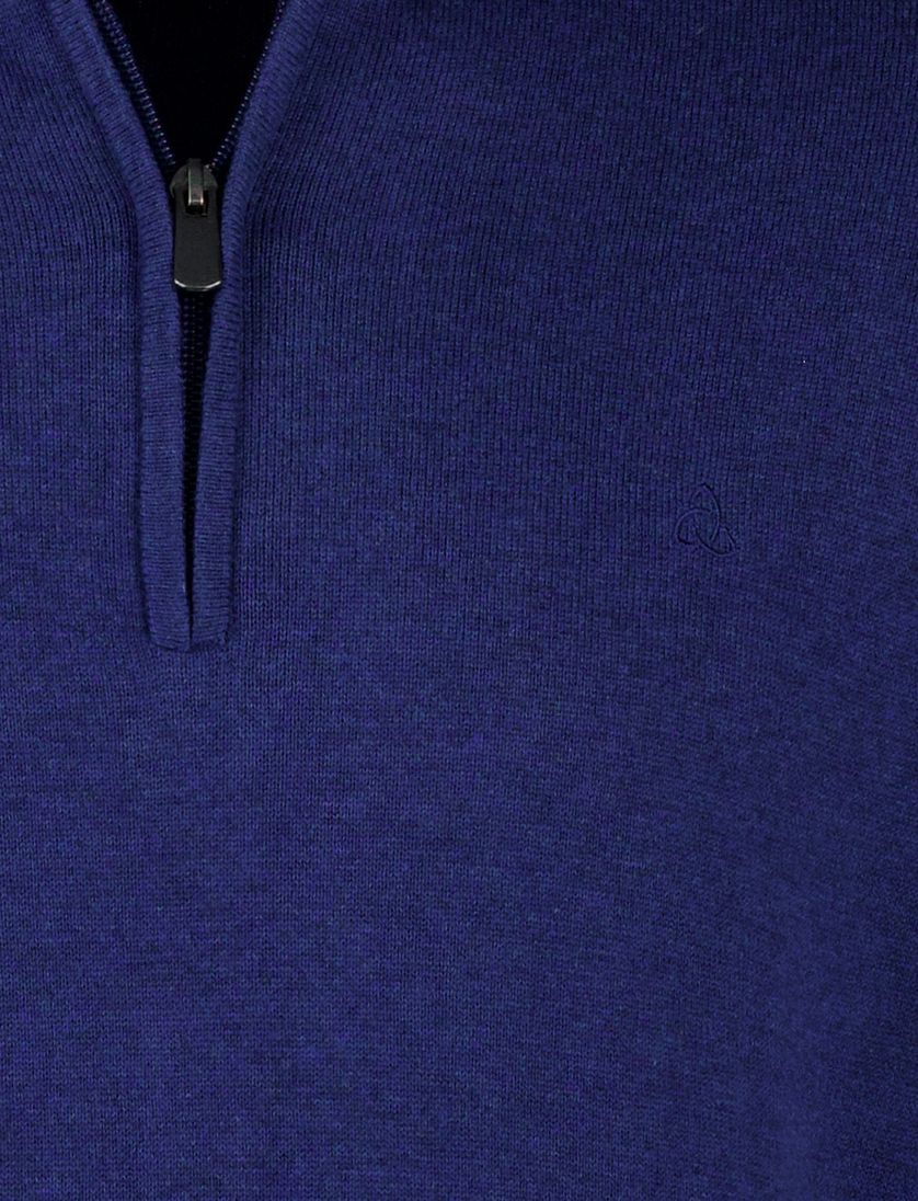 Scotland Blue katoen effen donkerblauw normale fit half zip