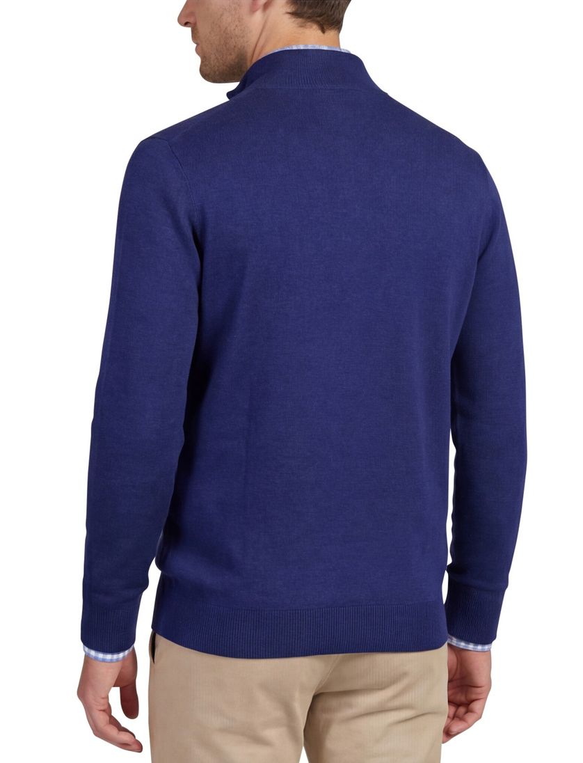 Scotland Blue katoen effen donkerblauw normale fit half zip