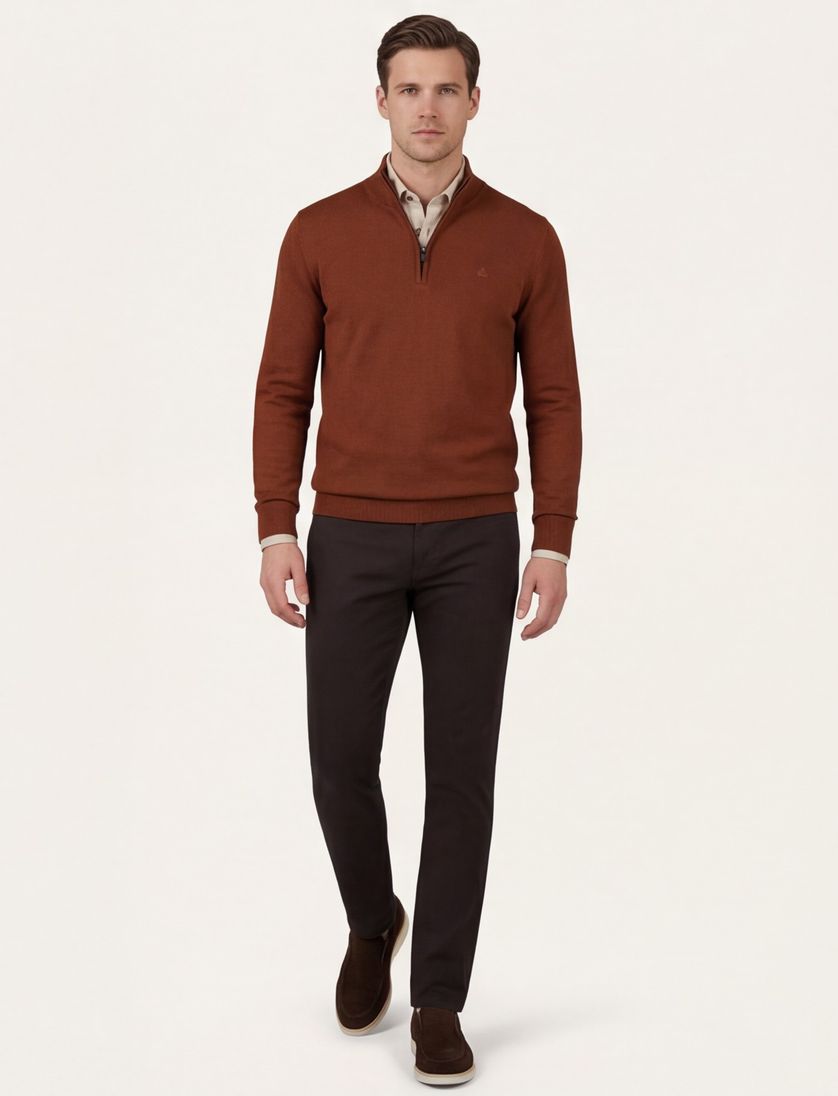 Scotland Blue bruin effen katoen normale fit