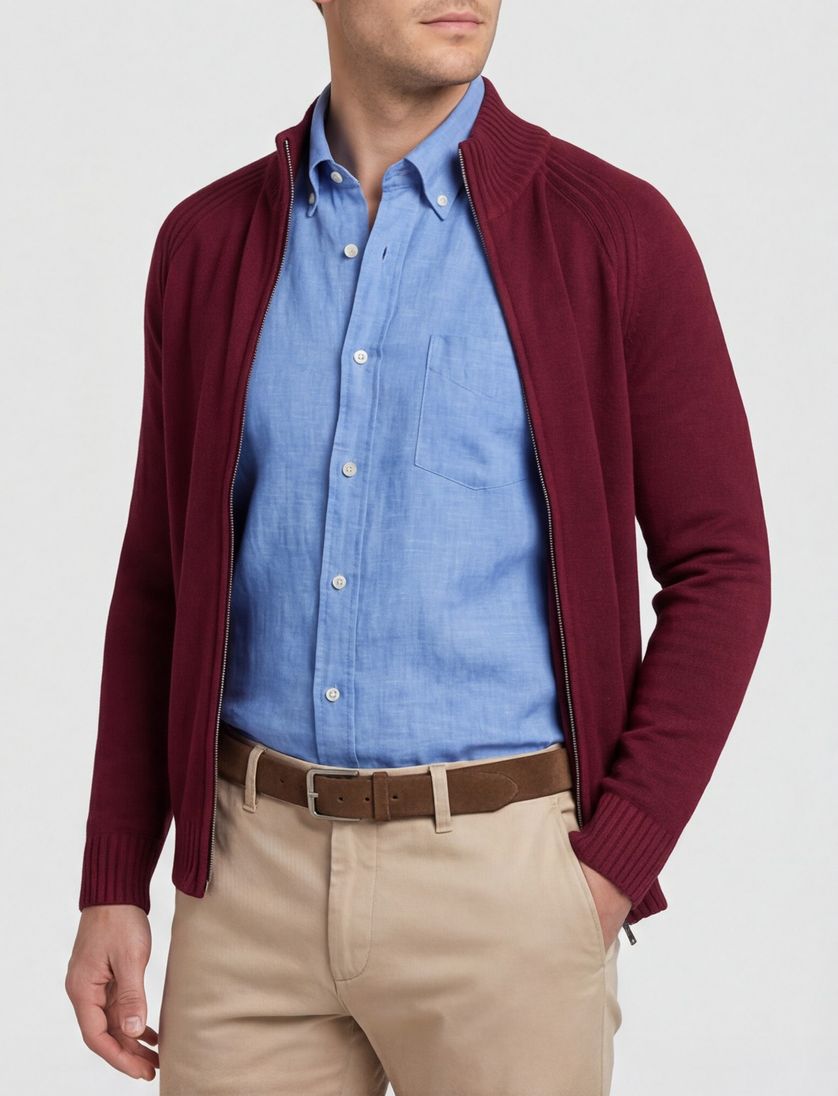 Scotland Blue vest effen bordeaux normale fit