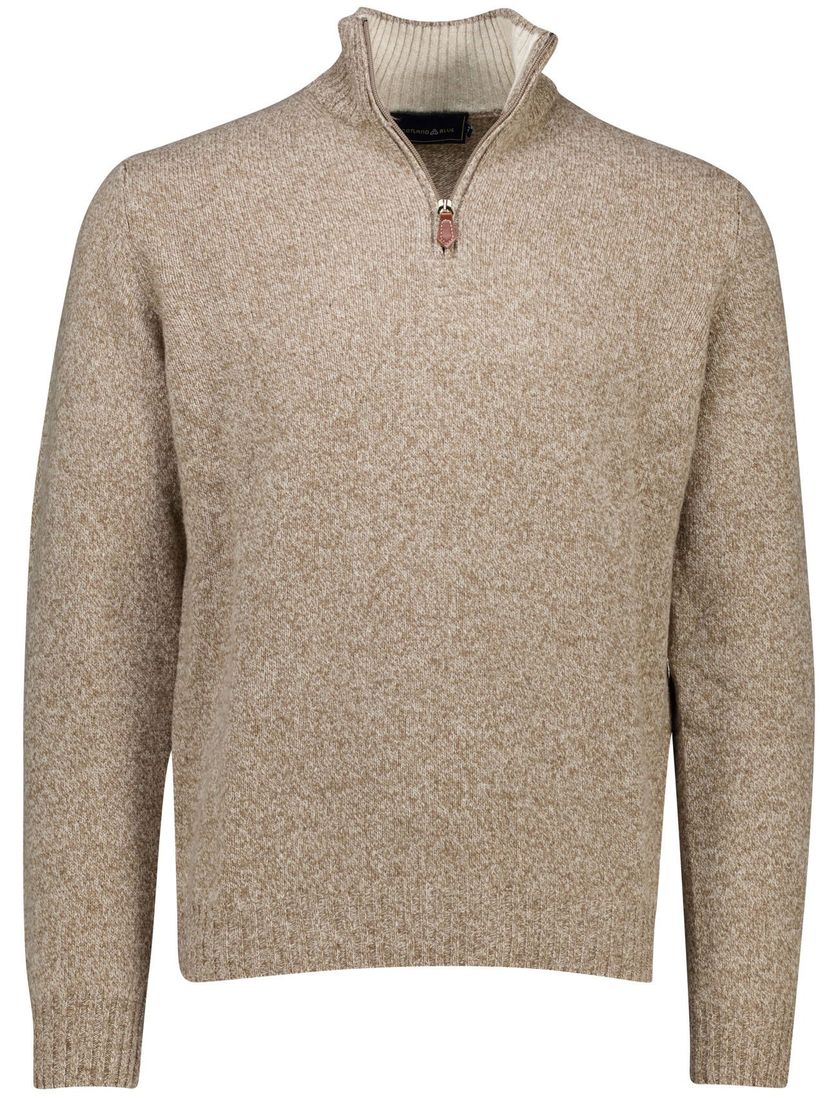 Scotland Blue half zip trui beige wol