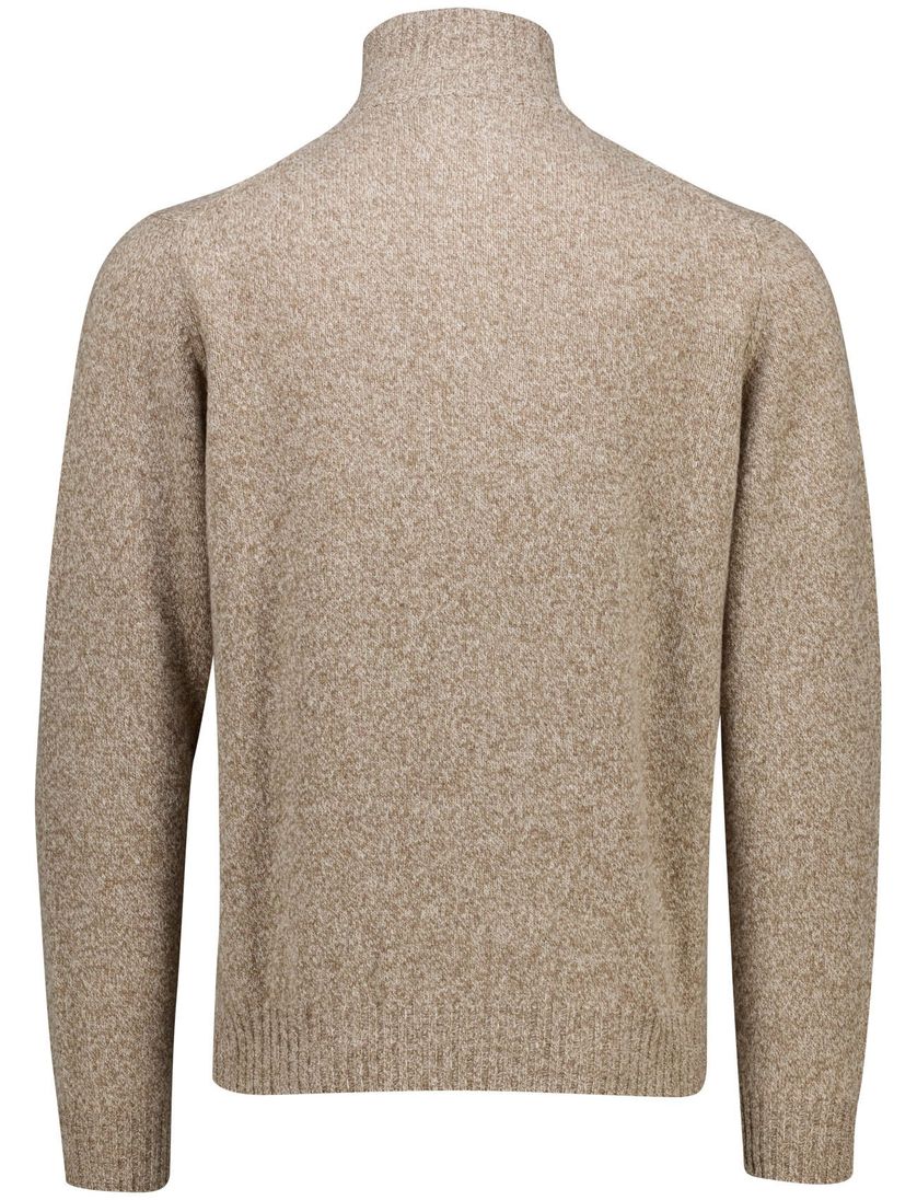 Scotland Blue half zip trui beige wol