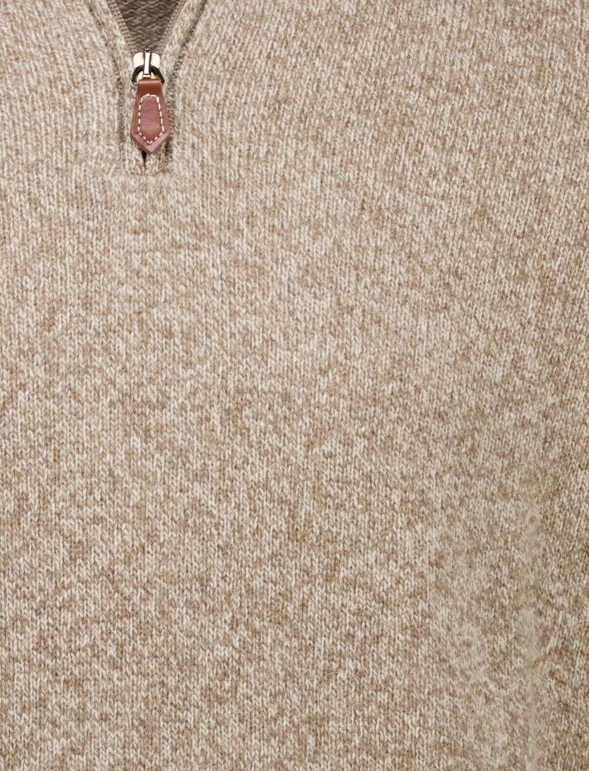 Scotland Blue half zip trui beige wol