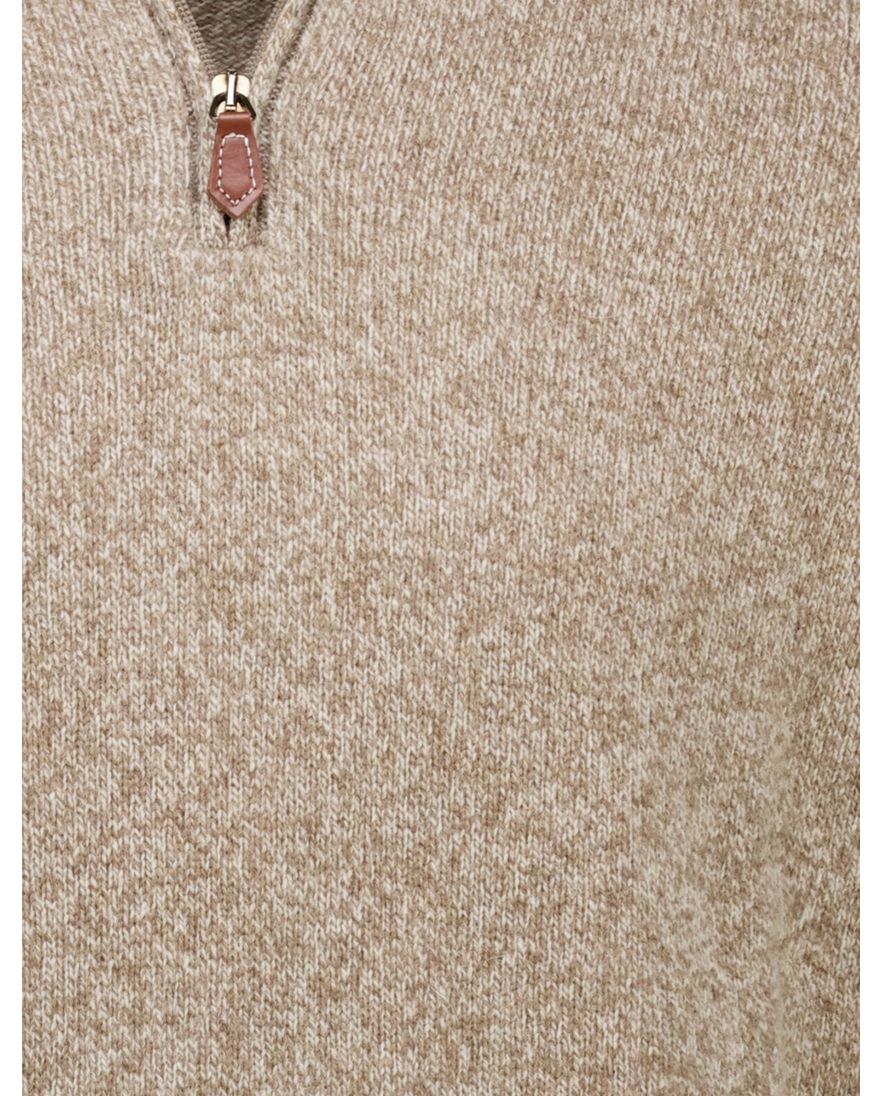 Scotland Blue half zip trui beige wol