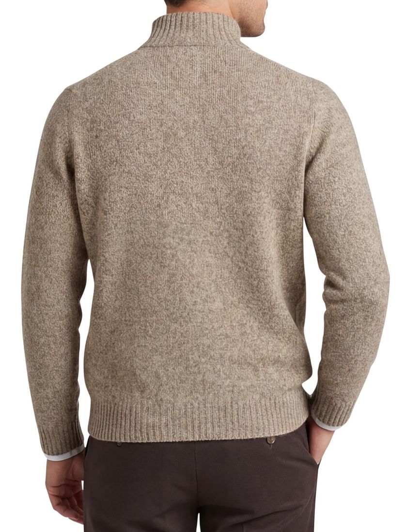 Scotland Blue half zip trui beige wol