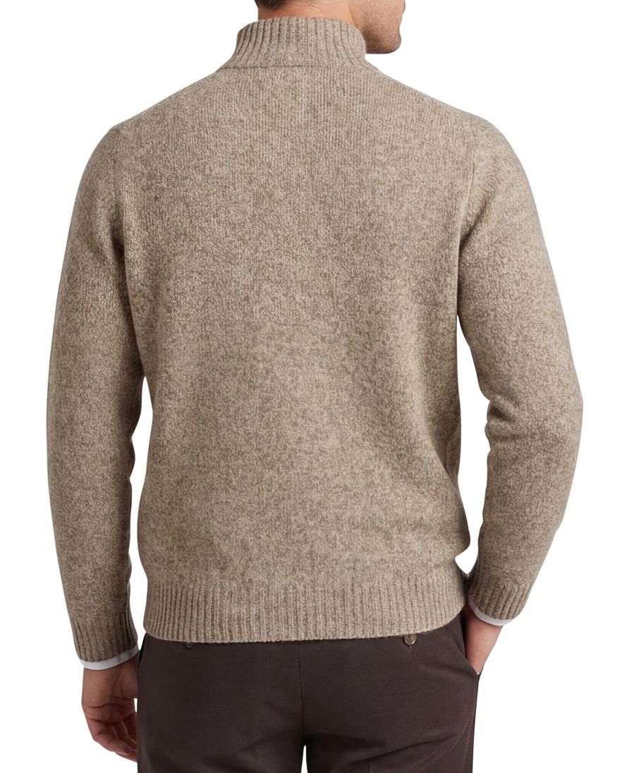 Scotland Blue half zip trui beige wol