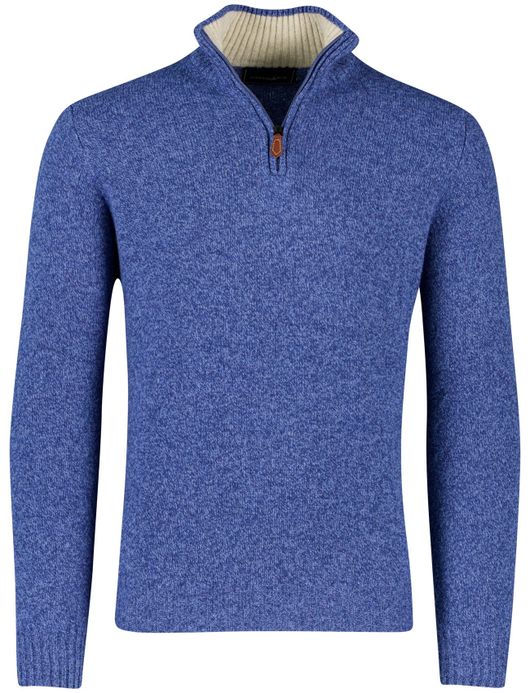 Scotland Blue half zip trui blauw gemeleerd