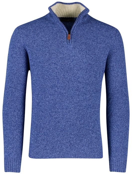 Scotland Blue half zip trui blauw gemeleerd