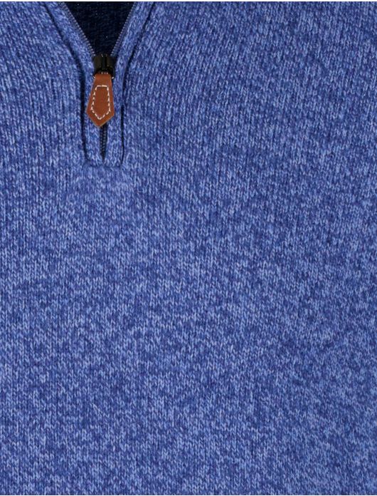 Scotland Blue half zip trui blauw gemeleerd