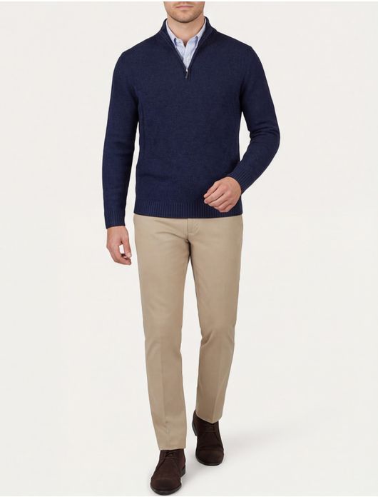 Scotland Blue half zip trui navy