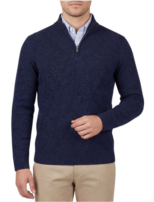 Scotland Blue half zip trui navy