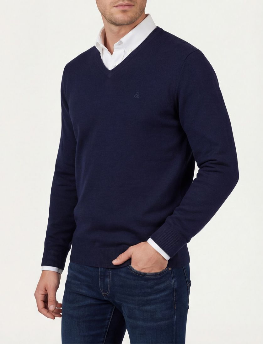 trui Scotland Blue donkerblauw katoen