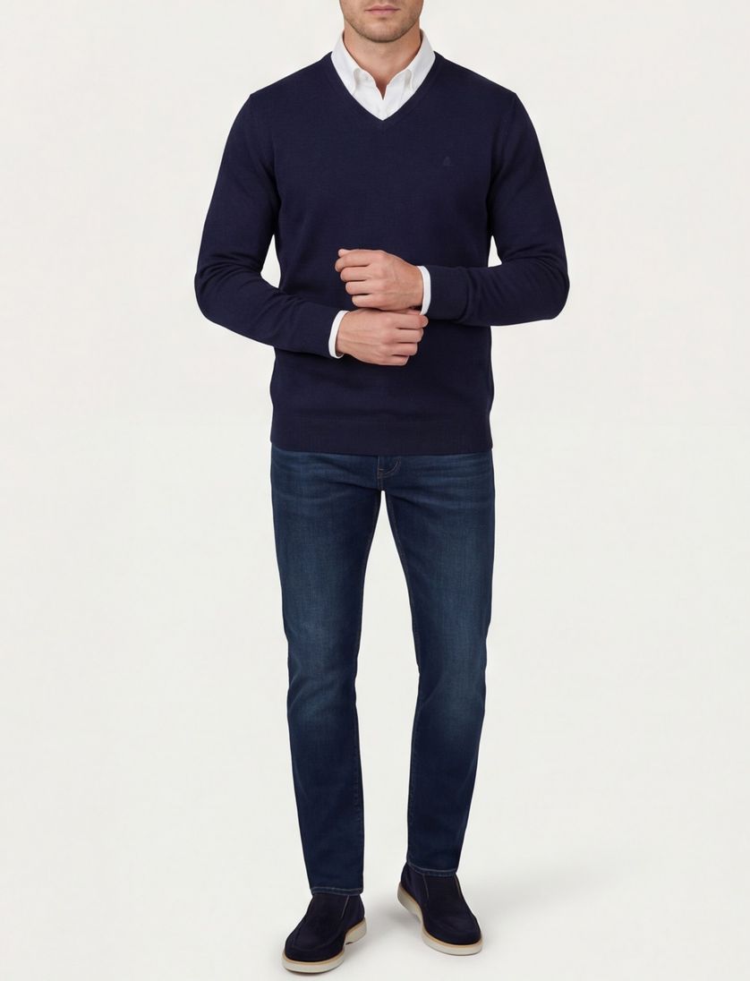 trui Scotland Blue donkerblauw katoen