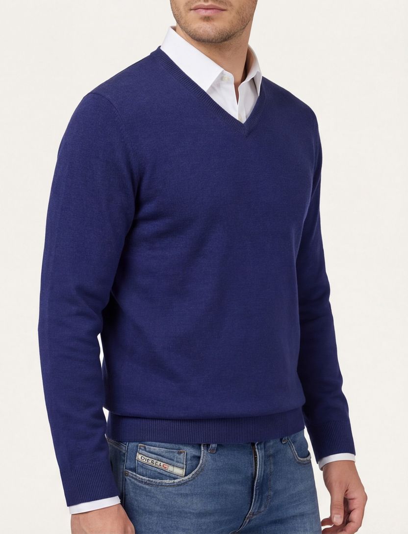 trui Scotland Blue donkerblauw katoen