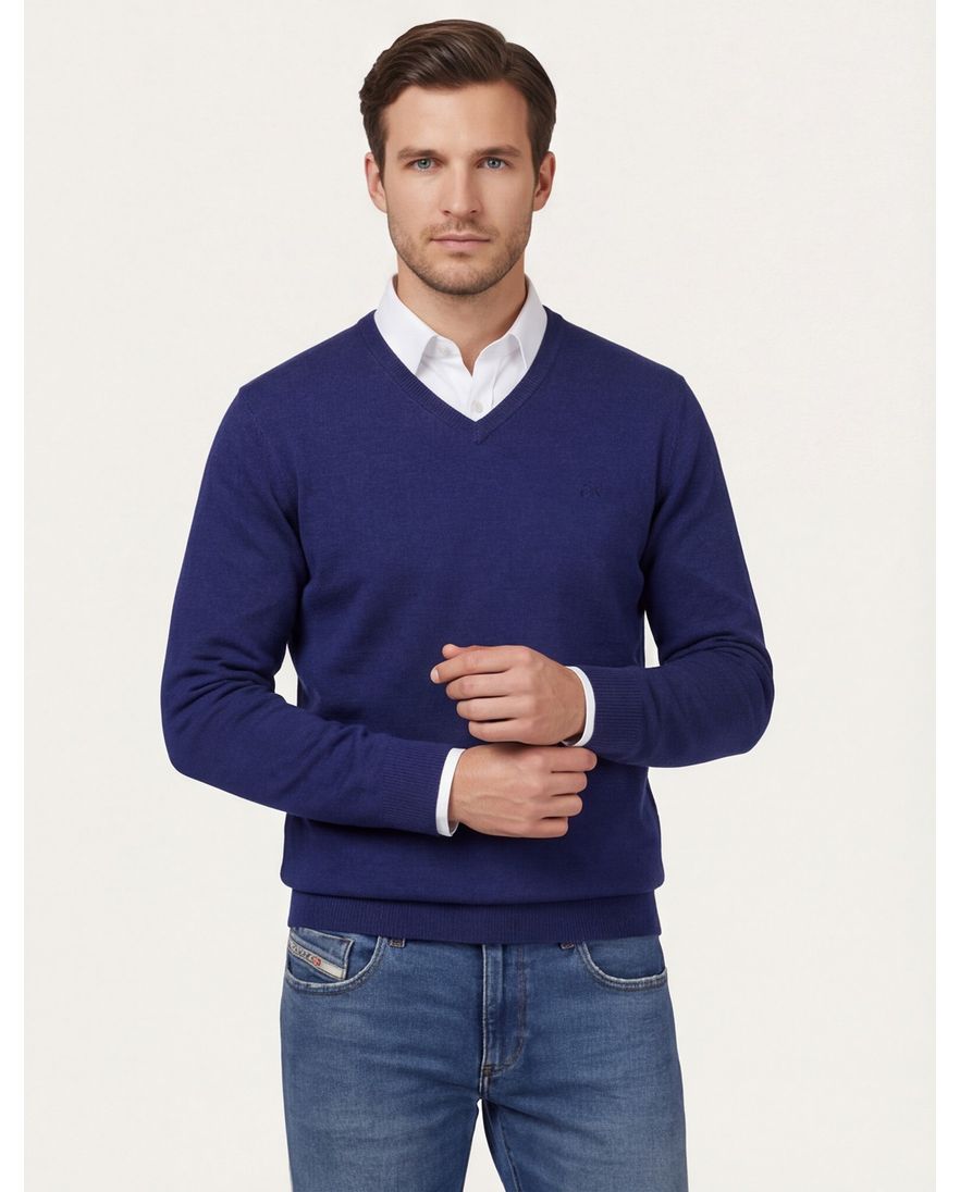 Scotland Blue trui donkerblauw katoen